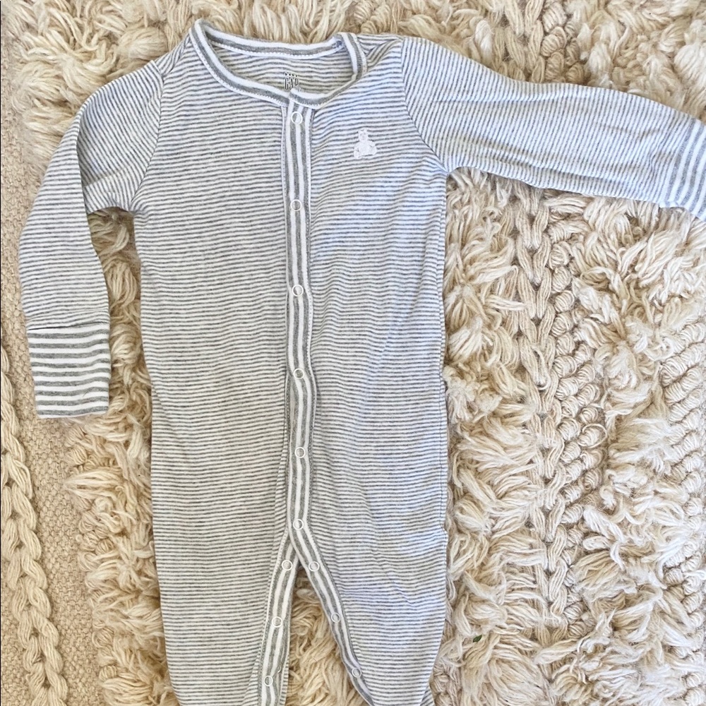 Gap Grey Striped Pajama Footie Onesie